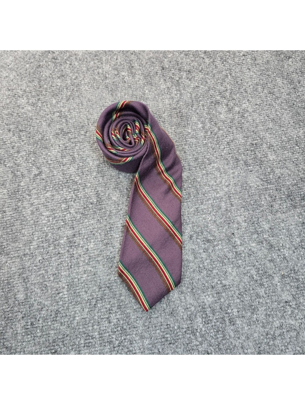 Colours by Alexander Julian Purple Striped Wool Silk Tie Woven in Italy